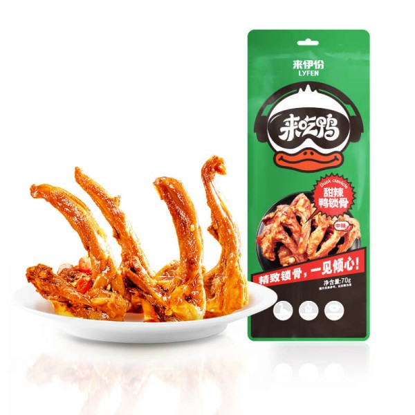 来伊份甜辣鸭锁骨70g