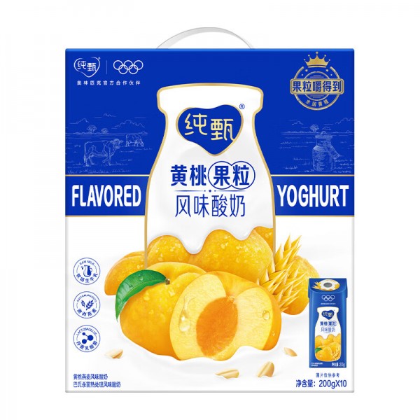 蒙牛纯甄风味酸牛乳黄桃燕麦味康美笑脸包200g×10     Y