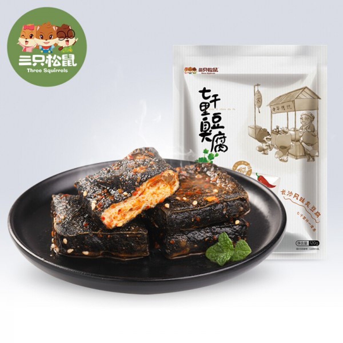 三只松鼠小美豆腐小铺_七千里臭豆腐香辣味120g*4